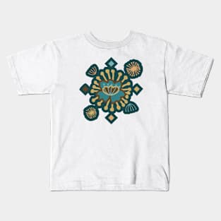 Flor Andina en Azul Kids T-Shirt